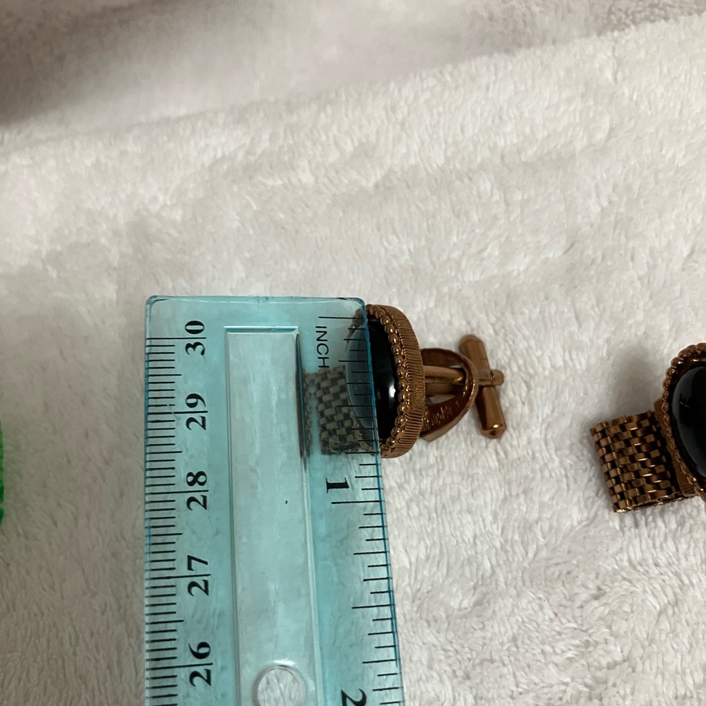 Vintage dark-Gold-Tone Black Oval Cufflinks - Picture 6 of 12
